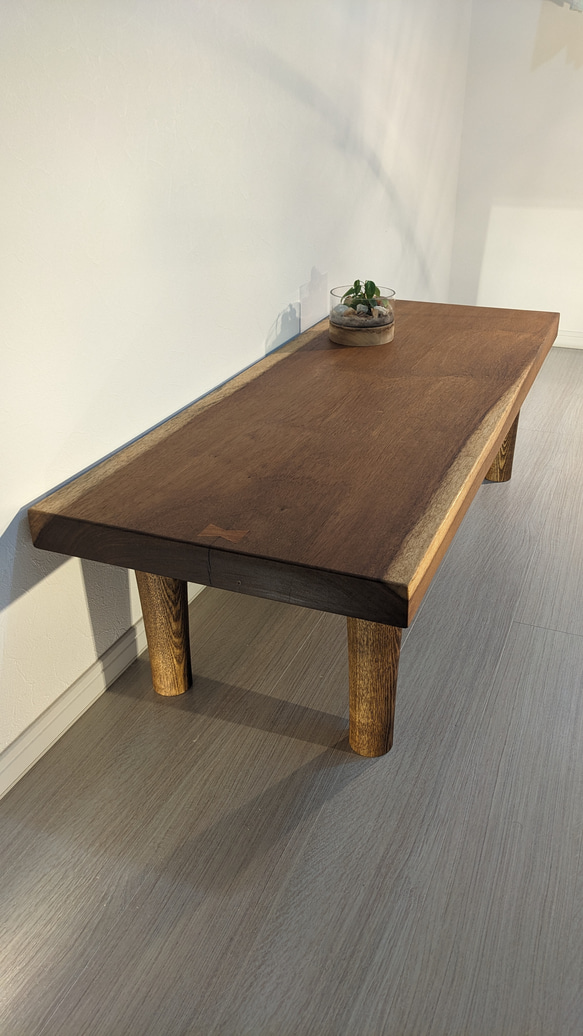 ＃1536■　アフリカンチーク　テーブル　ローテーブル　ダイニング　座卓　一枚板 イロコ（アフリカンチーク）一枚板 ローテーブル 1点物B ローテーブル