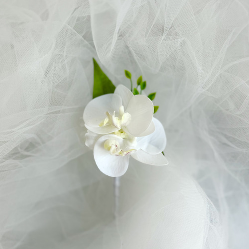 ウェディングブーケ 造花 アーティカルフラワー 即納OK！カラーと胡蝶蘭の縦型ブーケ アーティフィシャル