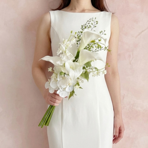 春婚♡4月・5月・6月におすすめ カラーと胡蝶蘭の縦型ブーケ