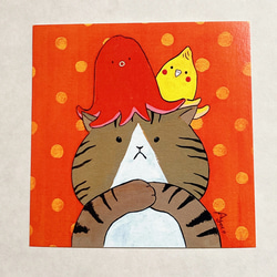 猫にタコさんウィンナー　イラストカード 1枚目の画像
