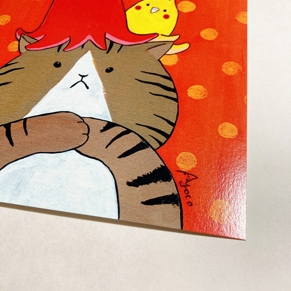 猫にタコさんウィンナー　イラストカード 2枚目の画像