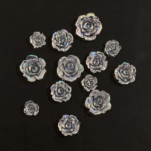 パーツ 3D バラ 薔薇 花 ネイルパーツ デコ 透明 クリア 20個 (D281