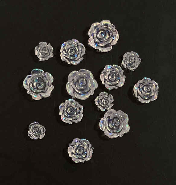 パーツ 3D バラ 薔薇 花 ネイルパーツ デコ 透明 クリア 20個 (D281) 2枚目の画像