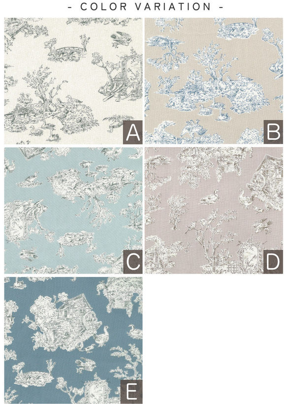 新入荷！『ケイファブリック　トワルドジュイ調なお洒落な絵柄　Cー水色地』～巾110cm×50㎝単位でカット～ 9枚目の画像