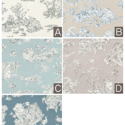 新入荷！『ケイファブリック　トワルドジュイ調なお洒落な絵柄　Eーブルー地』～巾110cm×50㎝単位でカット～ 7枚目の画像
