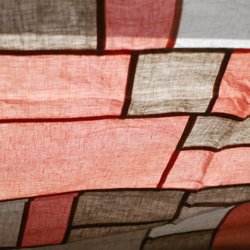 LINEN POJAGI CURTAIN 105×130 PINK リネンポジャギカーテン