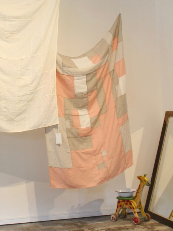 LINEN POJAGI CURTAIN 105×130 PINK リネンポジャギカーテン ピンク 3枚目の画像