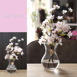 マジカルウォーター　桜　サイズ約3０cm 桜アレンジ さくら　サクラ　ガラス　春の贈り物　sakura　造花　光触媒 4枚目の画像