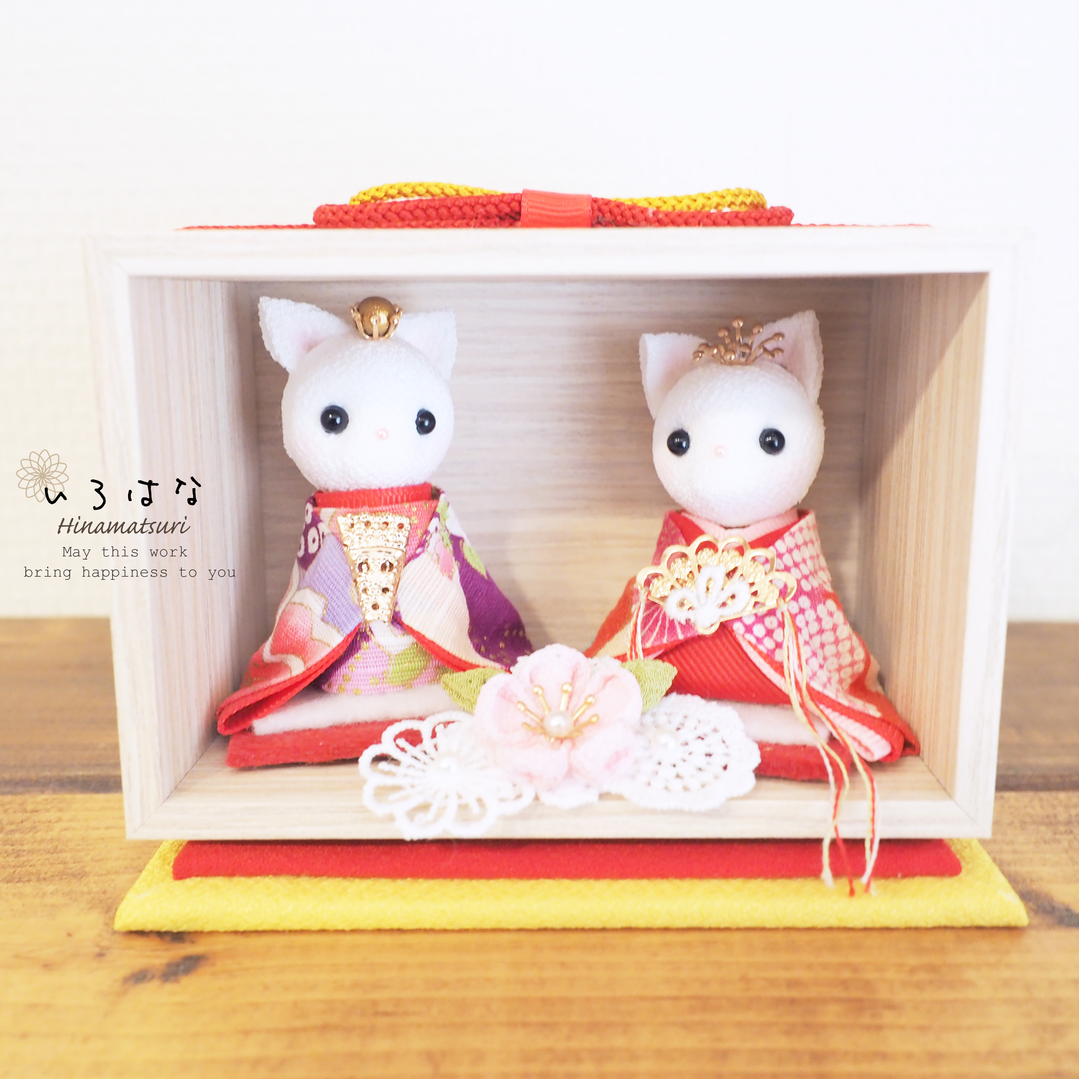 収納できる犬のお雛様 飾り方いろいろ 小さい 雛人形 木箱 ピンク 水色 M