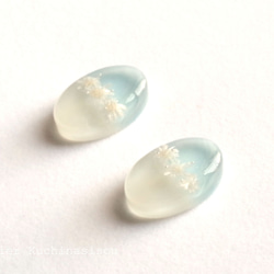 樹脂藝術雙色花朵耳環&lt;淺藍&gt; 第2張的照片