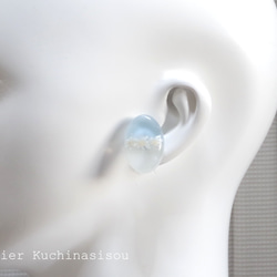 樹脂藝術雙色花朵耳環&lt;淺藍&gt; 第4張的照片
