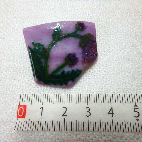 「薊2 -azami2-」GLASSブローチ野の花シリーズ　アクセサリー　野草　春　自然　可愛い 5枚目の画像