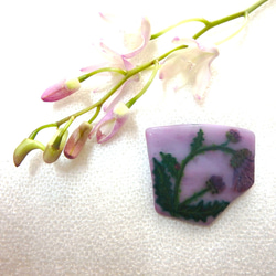 「薊2 -azami2-」GLASSブローチ野の花シリーズ　アクセサリー　野草　春　自然　可愛い 6枚目の画像