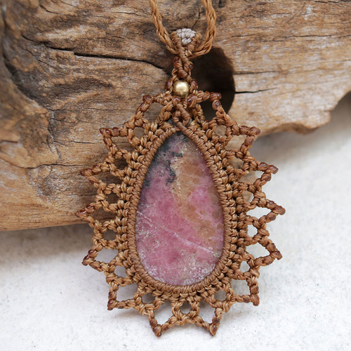 ロードナイト天然石マクラメネックレスmac370エスニックアジアン