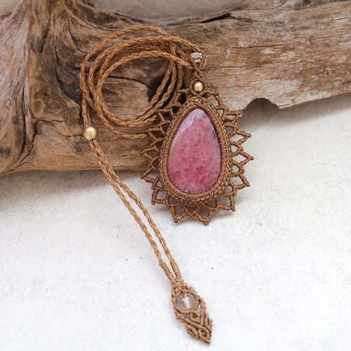 ロードナイト天然石マクラメネックレスmac370エスニックアジアン