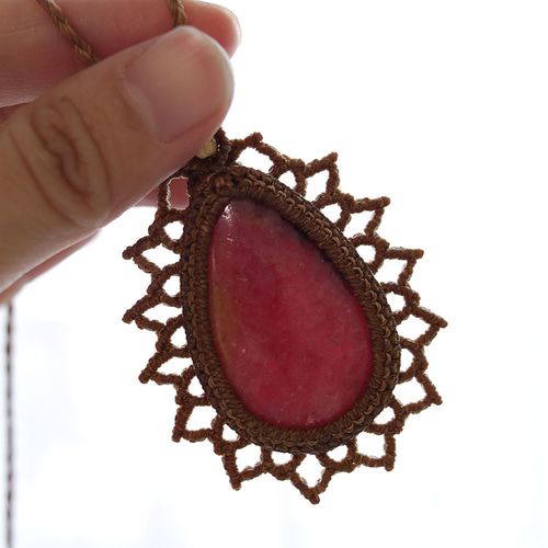 ロードナイト天然石マクラメネックレスmac370エスニックアジアン