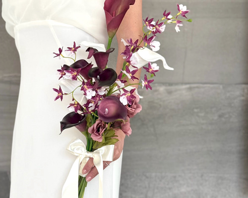 ワインカラー×オンシジューム♪アームブーケ ウェディングブーケ