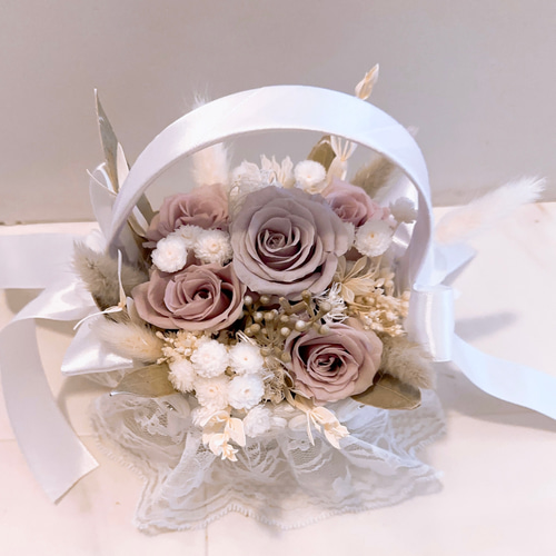 バスケットアレンジ ❤️SALE❤️ウェディングレース編みバスケットアレンジ その他