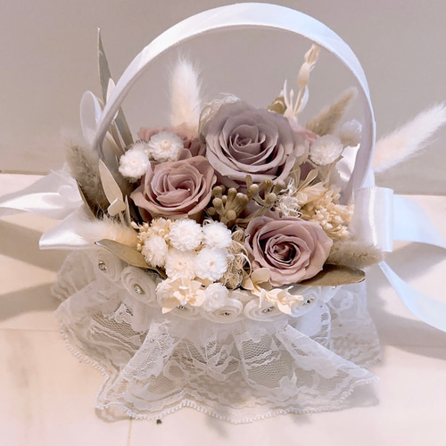 バスケットアレンジ ❤️SALE❤️ウェディングレース編みバスケットアレンジ その他