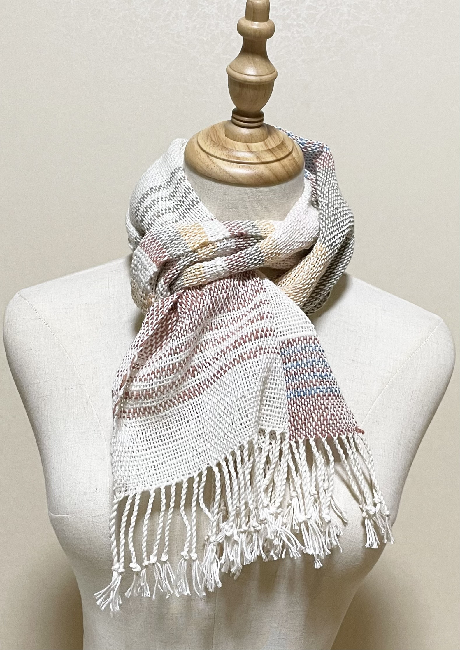 草木染、手紡ぎコットンマフラー