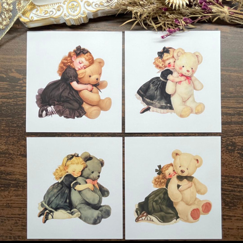 EP141】コラージュ素材 ぬいぐるみと少女 メモ デザインペーパー メモ