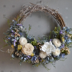 ナチュラルブルーのハーフwreath リース cosy 通販 17313468｜Creema