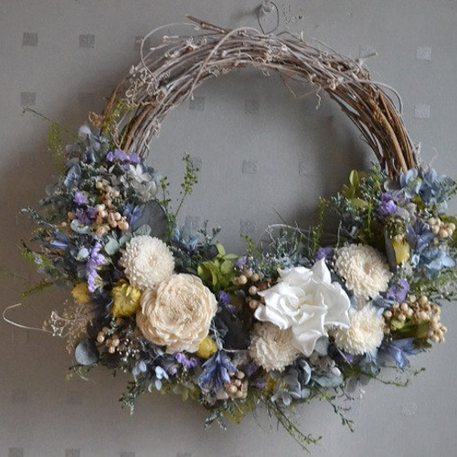 ナチュラルブルーのハーフwreath リース cosy 通販 17313468｜Creema