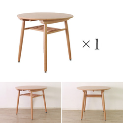 Dining table round table 85cm solid wood 3-piece set 6枚目の画像