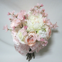 桜のクラッチブーケ♪ブートニア付き♪生花みたいに綺麗な造花です♪高品質なのに安い 10枚目の画像