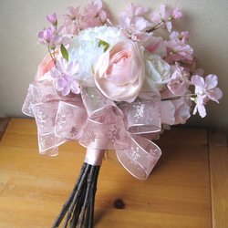 桜のクラッチブーケ♪ブートニア付き♪生花みたいに綺麗な造花です♪高品質なのに安い 3枚目の画像