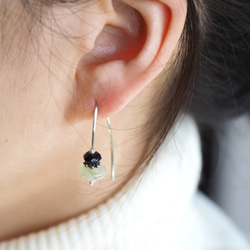 -Libyan grass・Black tourmaline- marquise pierce 7枚目の画像