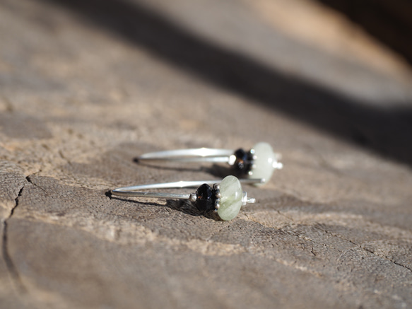 -Libyan grass・Black tourmaline- marquise pierce 2枚目の画像