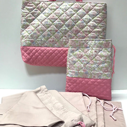 メドウテイルズ　ヌビ　レッスンバッグ　上履き袋　体操着袋　キルト　キルティング プチロンド ヌビ キルト レッスンバッグ 上履き袋 体操着袋