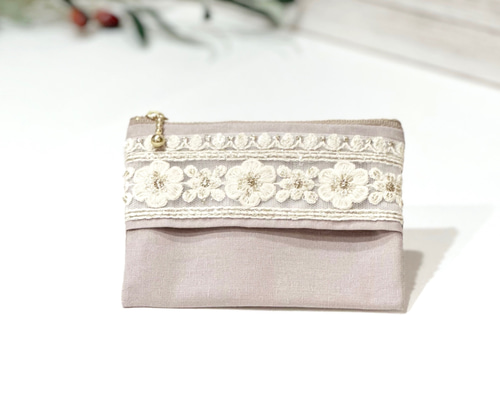 フランス　アンティーク　シルク　ハンカチケース　リボン刺繍　ナイティケース NC:リボン刺繍ハンカチ（ハンカチ/ハンドタオル）｜nicott