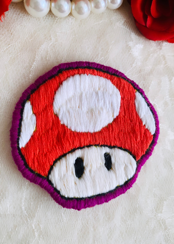 ワッペン風 刺繍（キノコ） 3枚目の画像