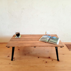 【おの　様専用】折りたたみローテーブル/アンティークテーブル/100cm/ウォルナット色 2枚目の画像