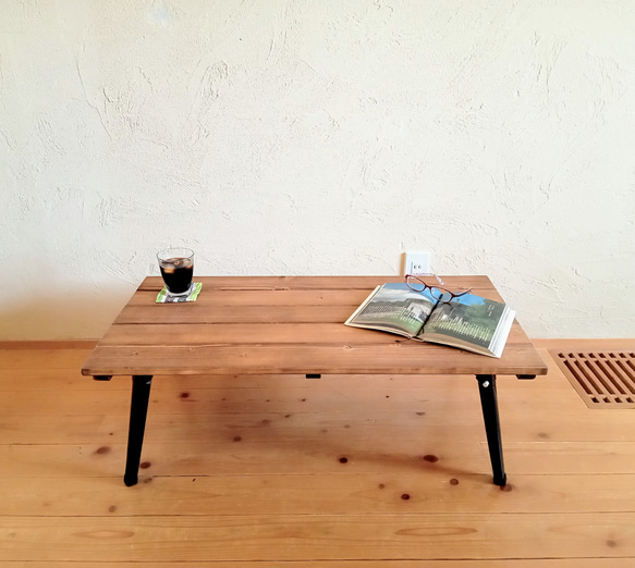 【おの　様専用】折りたたみローテーブル/アンティークテーブル/100cm/ウォルナット色 2枚目の画像