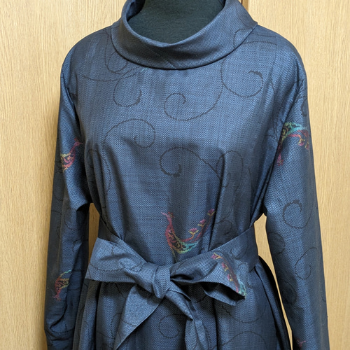 SOLD 着物リメイク ワンピース 大島紬 M〜LL ワンピース さら