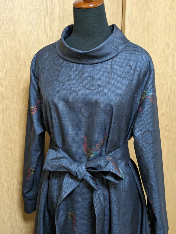 SOLD 着物リメイク ワンピース 大島紬 M〜LL ワンピース さら