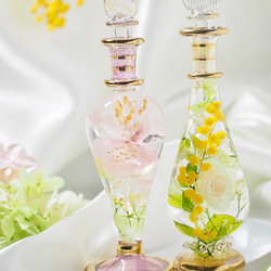 春色グラス　桜　ミモザ　Lサイズ2本セット　フラワーアートグラス ハーバリウム 手の中で楽しむお花　 6枚目の画像