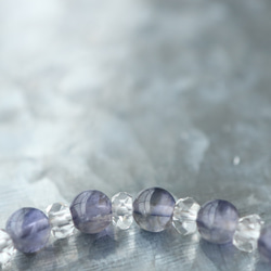 …☆プレミアムブレス☆宝石質：アイオライト：6ミリ＆水晶☆天然石ブレスレット☆… 4枚目の画像