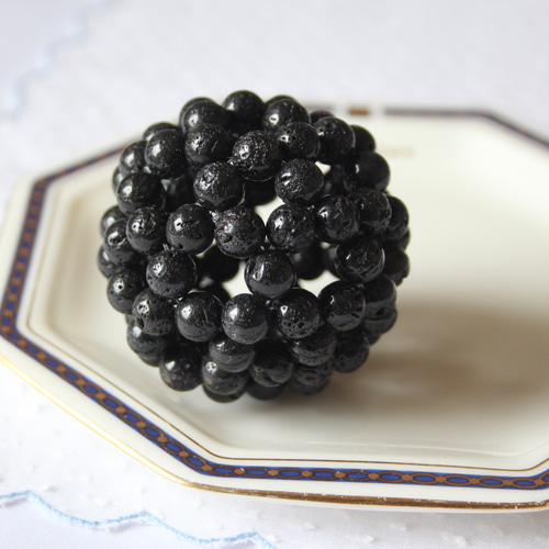 受注製作】フラーレン 8mm 世界遺産・富士山溶岩 その他アクセサリー