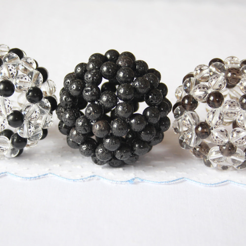 フラーレン3個 受注製作】フラーレン 8mm 世界遺産・富士山溶岩 その他アクセサリー