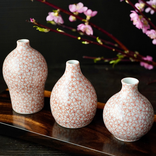 赤桜詰め一輪挿し 選べる3種類（A）or（B）or（C）一点もの A