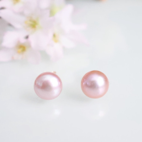 6月誕生石》桜色 大人 ピンク 淡水パール スタッドピアス イヤリング