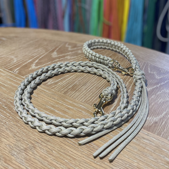 パラコードリードカフェリードゴールド金具&ゴールドメタルフラワーNo.134