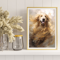 【KENSHIN (犬神) - ゴールデンレトリバー犬 No.3】風水画 アートポスター 犬の絵 犬の絵画 犬のイラスト 8枚目の画像