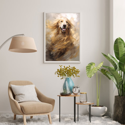 【KENSHIN (犬神) - ゴールデンレトリバー犬 No.3】風水画 アートポスター 犬の絵 犬の絵画 犬のイラスト 7枚目の画像