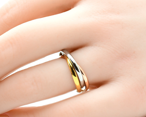 限定・訳あり】人気の3連トリニティリング サージカルステンレス