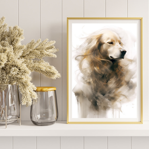 【KENSHIN (犬神) - ゴールデンレトリバー犬 No.4】風水画 アートポスター 犬の絵 犬の絵画 犬のイラスト 8枚目の画像